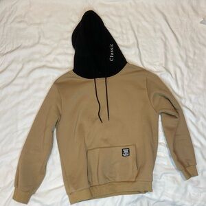 Classic Men's Tan and Black Hoodie